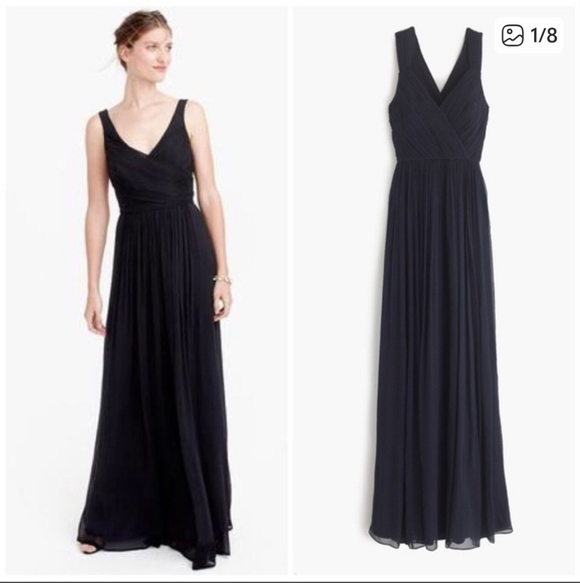 J. Crew Dresses & Skirts - J. Crew Black Silk Chiffon Formal Dress Size 8 Petite